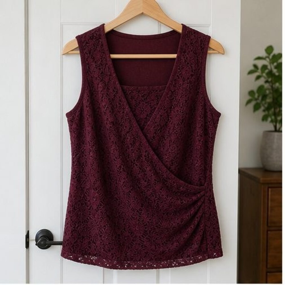 Burgundy Wrap Blouse